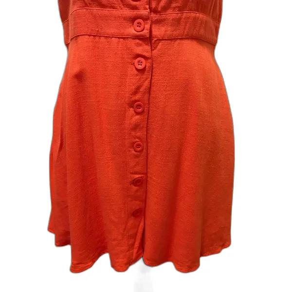 NWT Lulu's Sunny Personality Button Front Sundress Orange Linen‎ Blend Large - Image 4