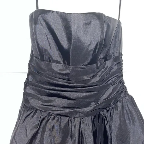 David’s Bridal Black Strapless Bubble Hem Mini Dress - Image 2