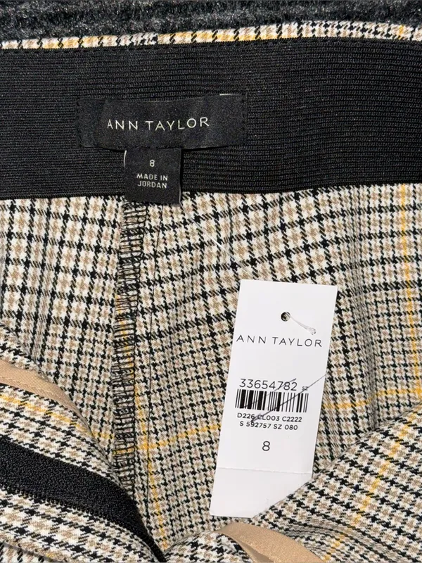 Ann Taylor Audrey Pant High Rise Trouser Dress Pants Glen Plaid Zip Ankle NWT 8 - Image 7