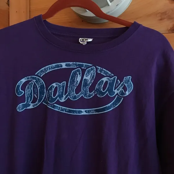 Anvil DEEP DARK PURPLE DALLAS TEXAS SPELLOUT GRAPHIC TEE - Image 2