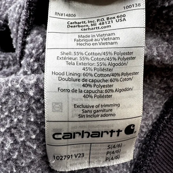 Carhartt Hoodie Relaxed Fit Heavyweight Sweatshirt Spellout Blackberry Purple S - Image 4