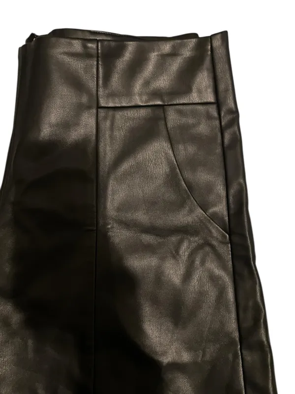 Black Faux Leather Mini High Waisted Shorts M - Image 5