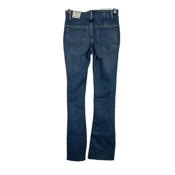 NWT- We The Free Level Up Slit Slim Flare Jeans - Medium Blue Raw Hem Size 26 - Image 2