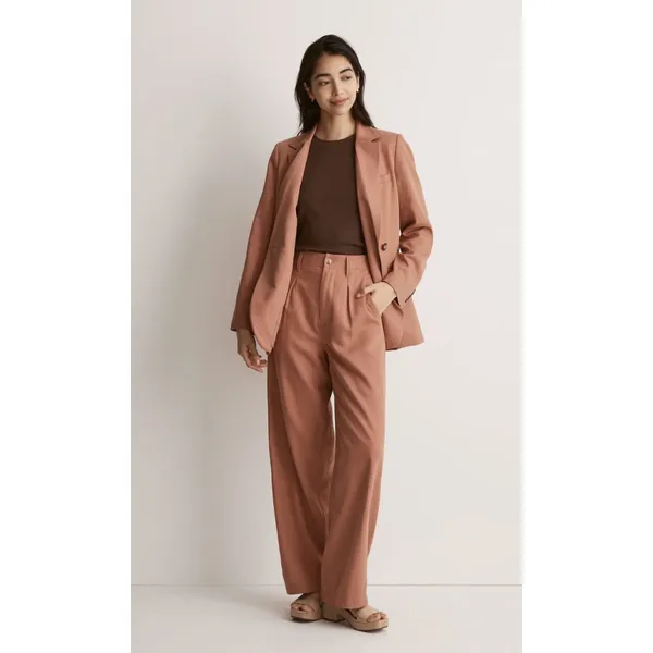 Madewell The Neale Straight-Leg Pant Drapeweave Dried Rose 6 EUC Wide Fit - Image 3