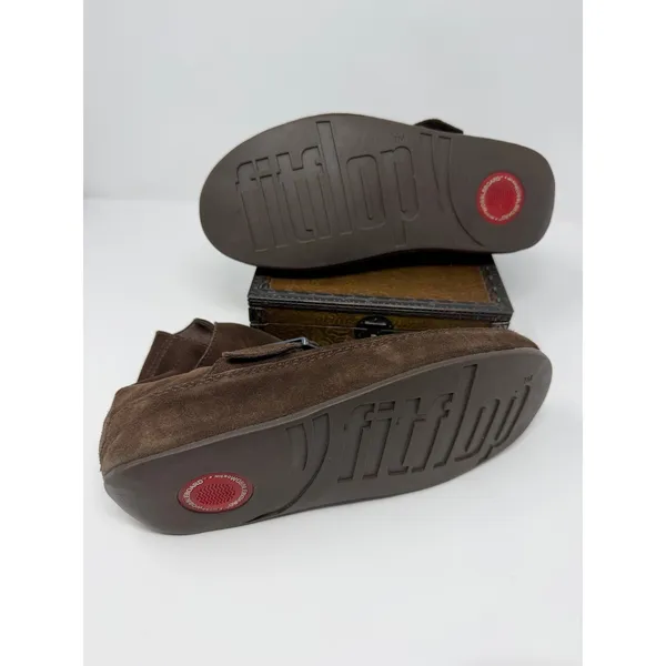 FitFlop Mukluk Short Suede Boots Brown Buckle Microwobbleboard 159-030 Womens 10 - Image 4