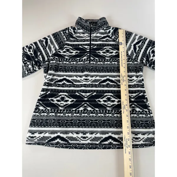 Eddie Bauer Fleece Pullover Size XL Black White Aztec Geometric Quarter Zip - Image 3