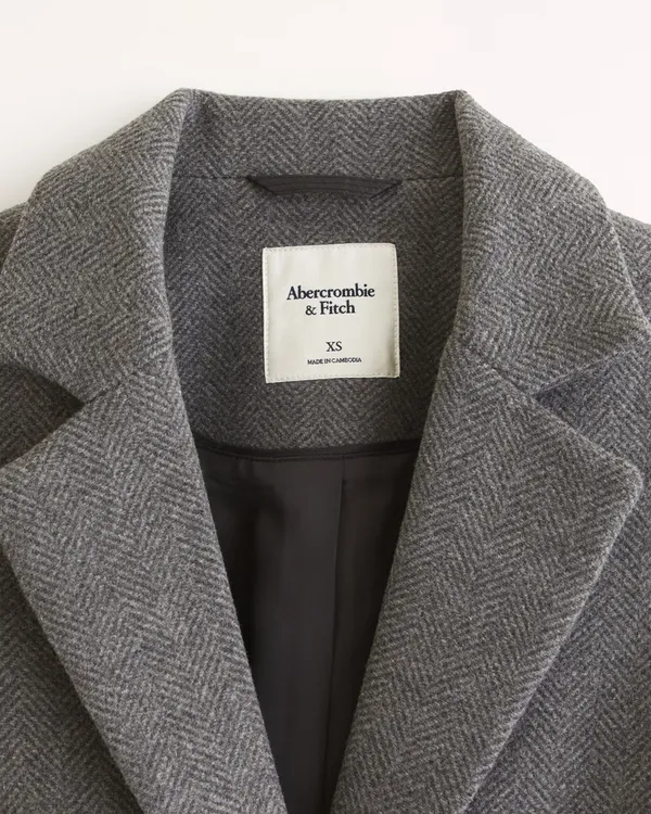 Abercrombie and Fitch AnF Gray Heavyweight Wool Blend Blazer Coat Jacket Fall - Image 7