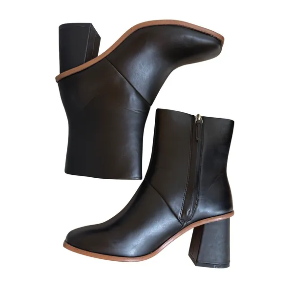 Time and Tru Ankle Boots Black Square Toe Block‎ Heel Women Size 9 - Image 4