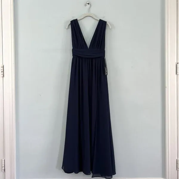 NWT Lulus Heavenly Hues Navy Blue Leg Slit Bridesmaid Maxi‎ Dress Gown - Image 3