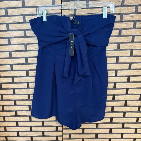 Lulus Navy Inez Tie Front Romper Size Medium‎ - Image 2
