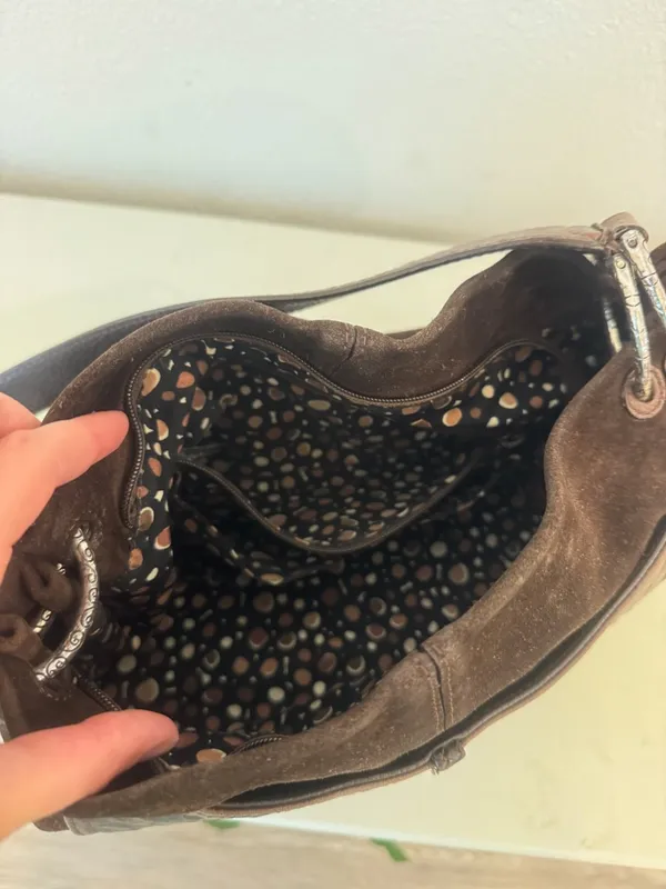 Brighton Brown Suede & Leather Shoulder Bag - Image 4