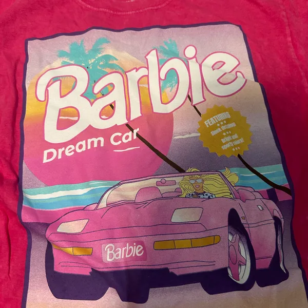 Barbie Movie Hot Pink T Shirt With Barbie Car Size Medium New Cotton NWOT - Image 5