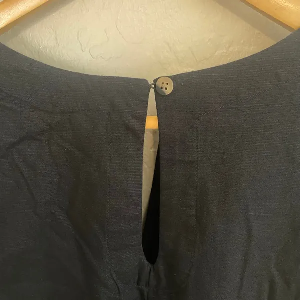 NWOT Pact Linen Blend Midi Dress Womens Sz Medium Black Organic Cotton - Image 6