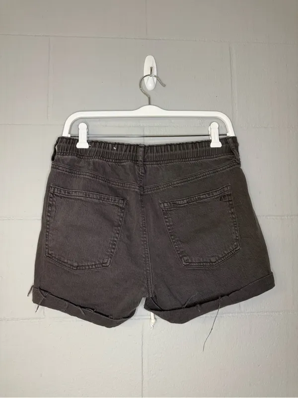 American Eagle Charcoal Gray Drawstring Denim Shorts Women’s Size 4 Cotton - Image 2