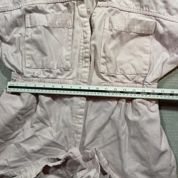 Nasty Gal Pink Denim Romper Utility Boiler Suit Shorts US‎ 12 Large Short Sleeve - Image 4