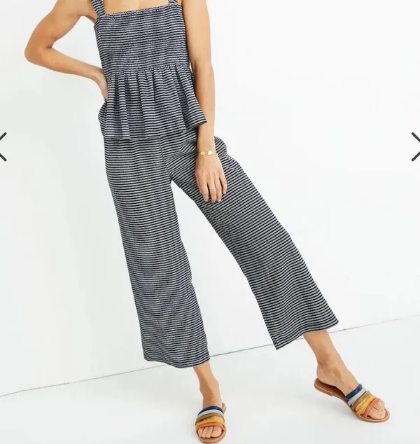 Madewell Texture & Thread Wide Leg Pull On Pant in Stripe Sz M - Image 3