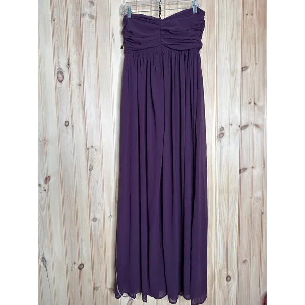 NWT Lulus Luxe Favorite Dark Purple Strapless Ruched Maxi Dress Bridesmaid Sz M - Image 7
