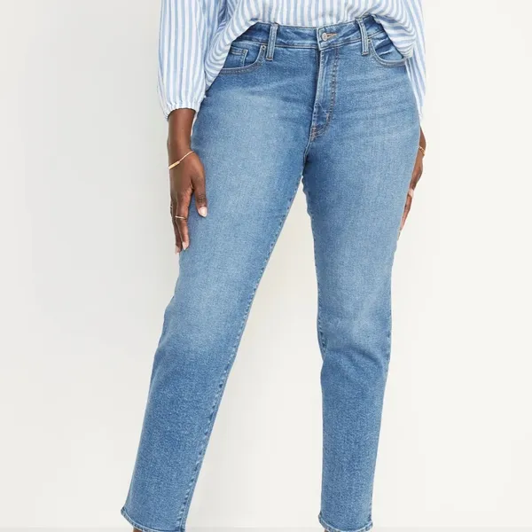 Old Navy High-Waisted O.G. Straight‎ Medium-Wash Extra Stretch Jeans - Image 2