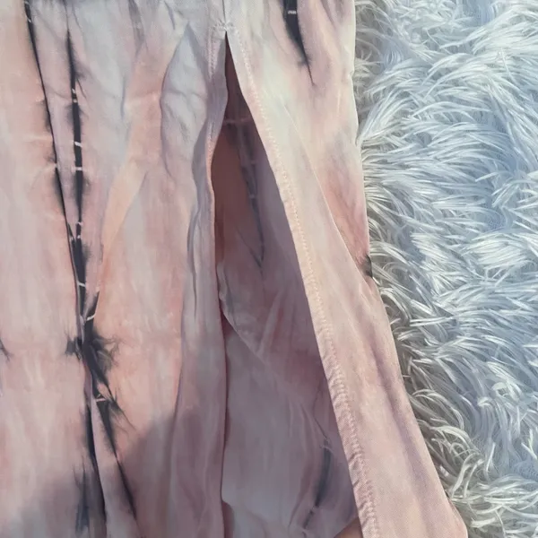 Pink gray tie dye bohemian gypsy festival double slit maxi skirt - Image 3