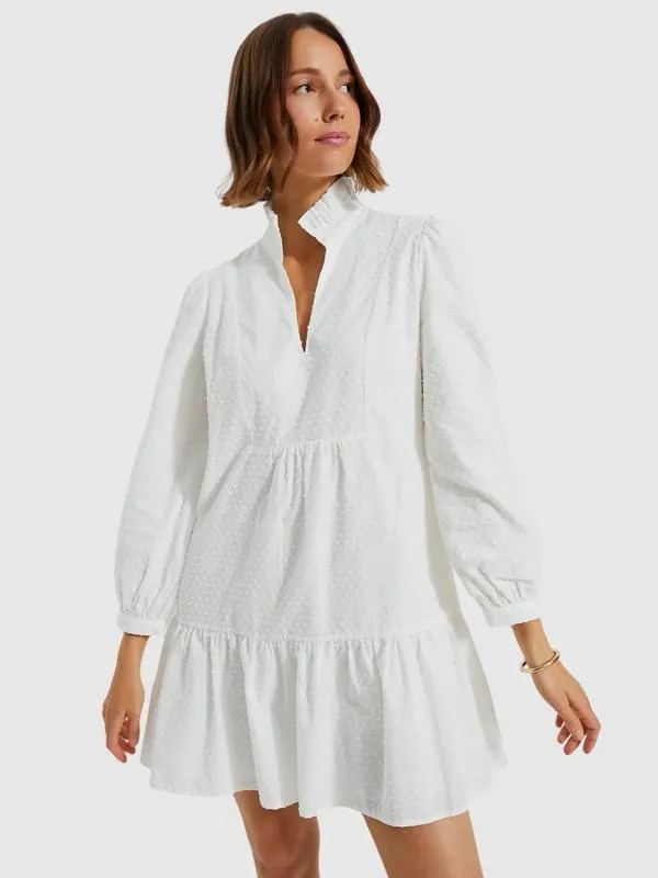 Tuckernuck Palmerston Swiss Dot 3/4 Sleeve Dress in White S - Image 3