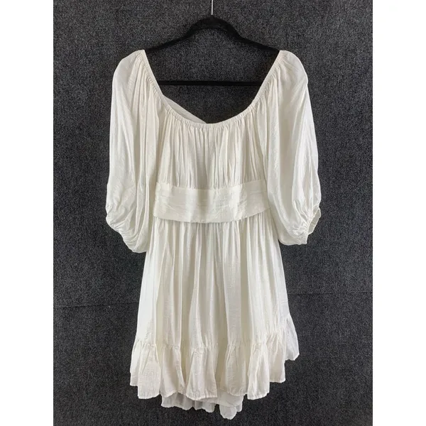 Selfie Leslie White Mini Dress Square Neck Open Back Lace Up Bow NWT US XL AU 14 - Image 2