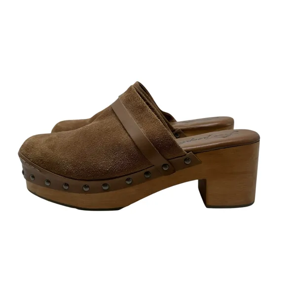 Free People Calabasas‎ Clog Brown Suede Wood Heel Tan Size 41 US 10 - Image 14