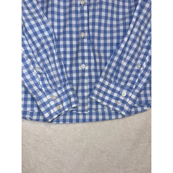 UNTUCKit Aria Blue‎ White Gingham Check Cotton Button Down Shirt Womens Size 6 - Image 2