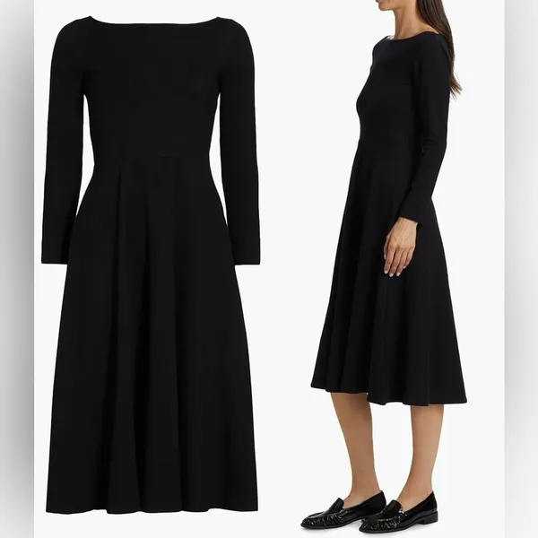 NEW Reformation Wiley Knit 3/4 sleeve midi black Dress L - Image 5