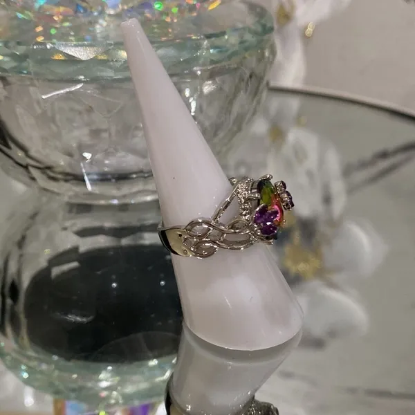 𝅺NWT Sterling Silver Amethyst Ring Size 6 Purple - Image 2