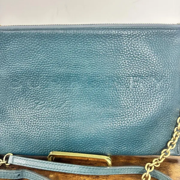 Burberry Crossbody Bag Small Teal Green Leather Chain Strap - Image 5