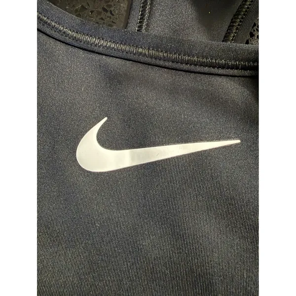 Nike‎ Swoosh Dri-FIT Womens Medium Support Racerback Sports Bra Black Small 3438 - Image 4