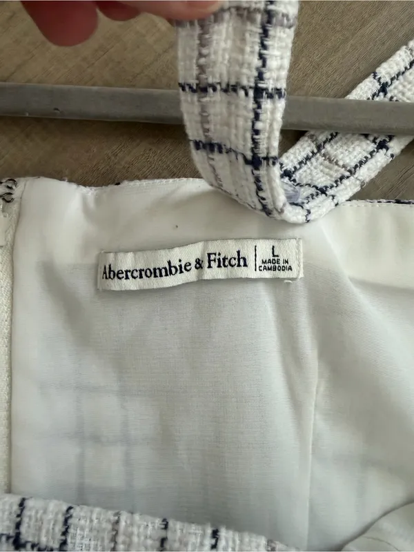 Abercrombie & Fitch Black White Tweed Square Neckline Sleeveless Mini Dress L - Image 10