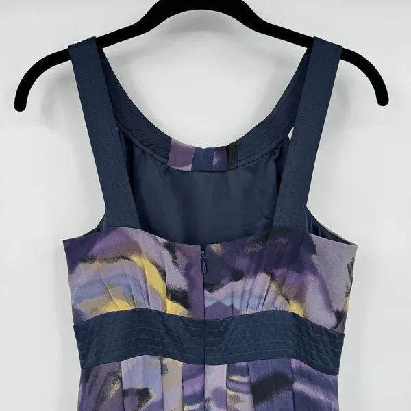 MAXandCLEO 100% Silk Maxi Dress Size 4 Purple Watercolor Sleeveless Summer Party - Image 5