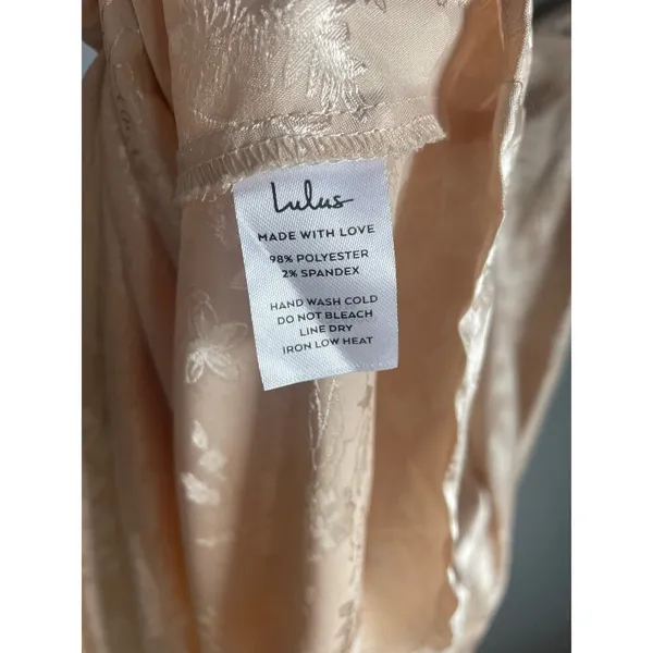 Lulus Calla Love champagne floral jacquard satin slip midi dress sz Medium - Image 5