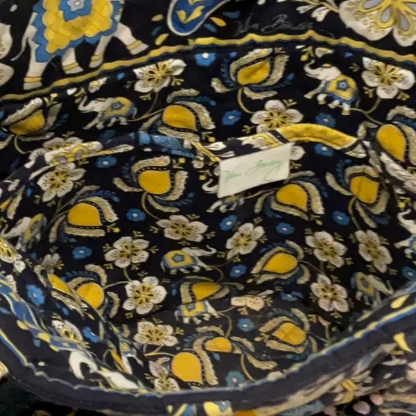 Vera Bradley Ellie Blue Tote Bag Purse Vintage, Blue Yellow White Paisley - Image 5