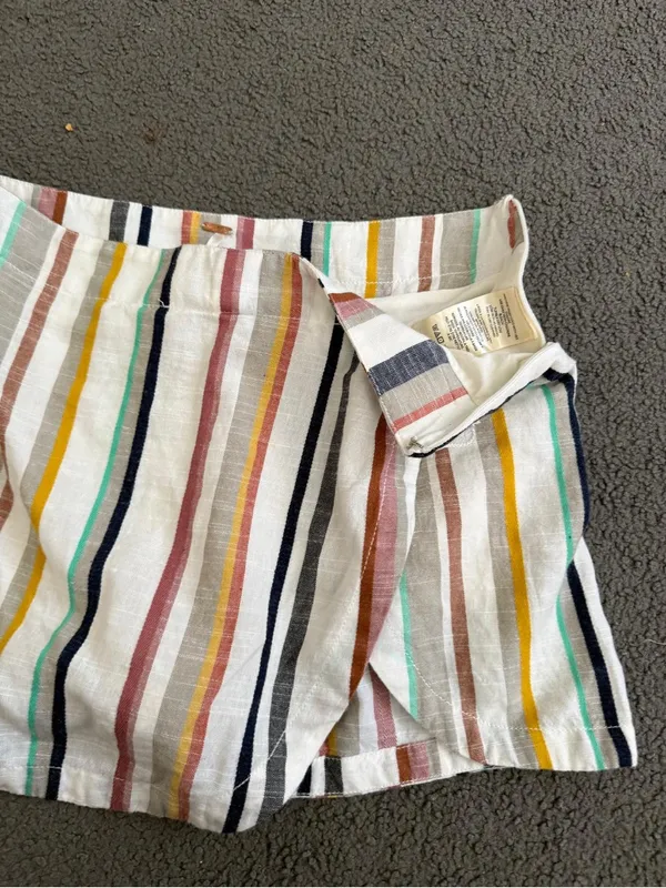 Free People White Mini Skirt with Multicolor Vertical Stripes - Image 6