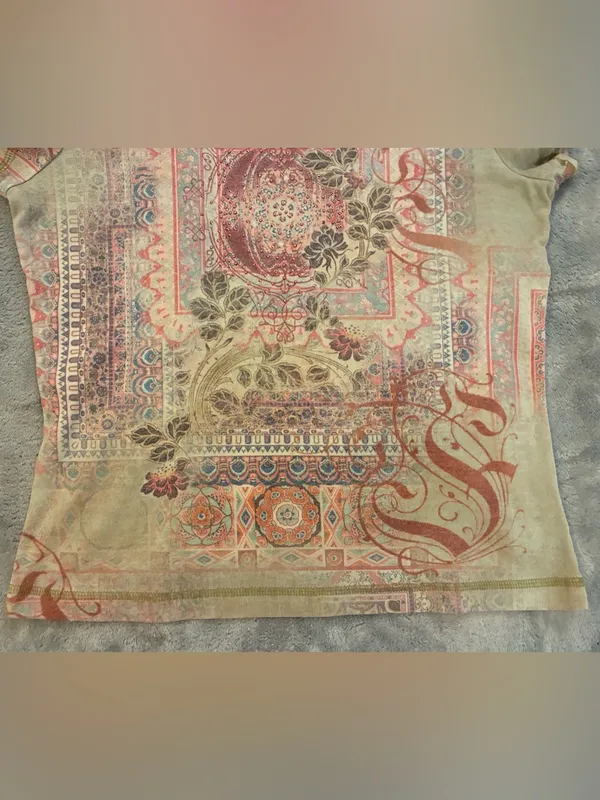Women’s APT.9 Boho Floral Print Short Sleeve Tee - Multicolor Size Large - Image 3