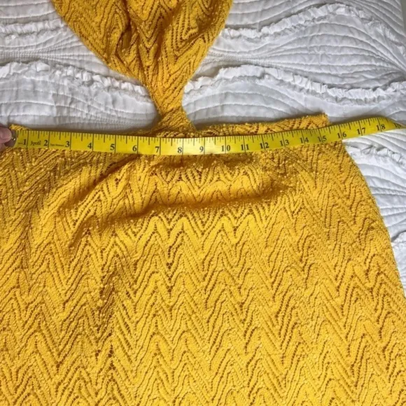 RAMY BROOK‎ Henrietta Dress Yellow Textured Size Large NWT Cutout Flare Sleeve - Image 11