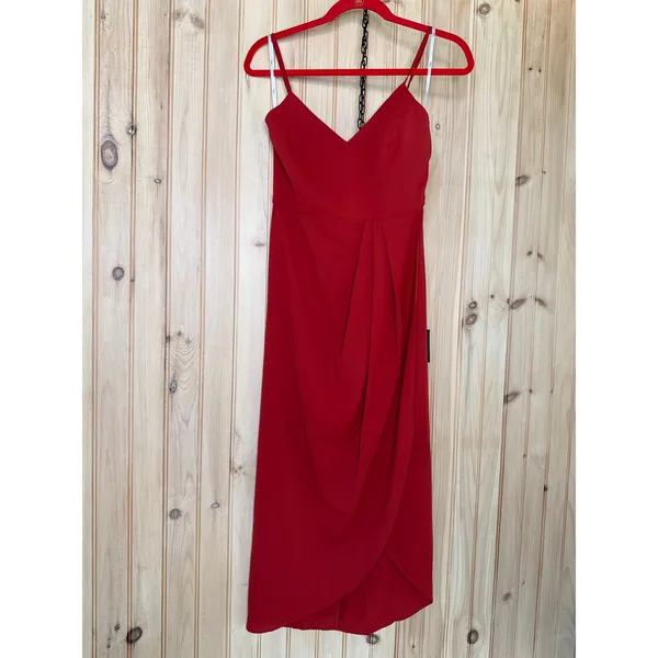 NWT Lulus Reinette Rust Red Midi Dress Holiday Party Party Wedding Size S - Image 2