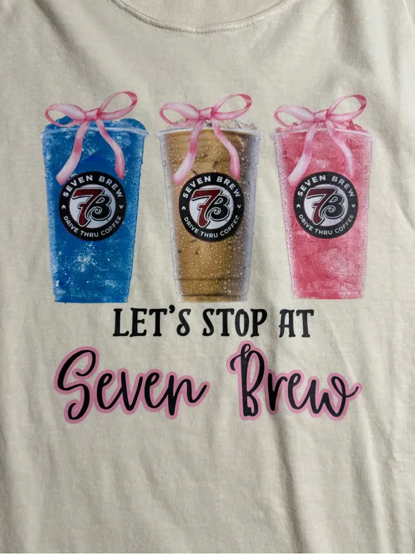 Comfort Colors Cream Tee with Blue, Brown & Pink Drink Graphics - Image 4