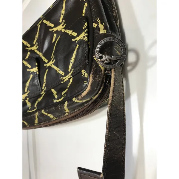 Longchamp Vintage Equestrian Brown Leather Crossbody Shoulder Bag - Image 9
