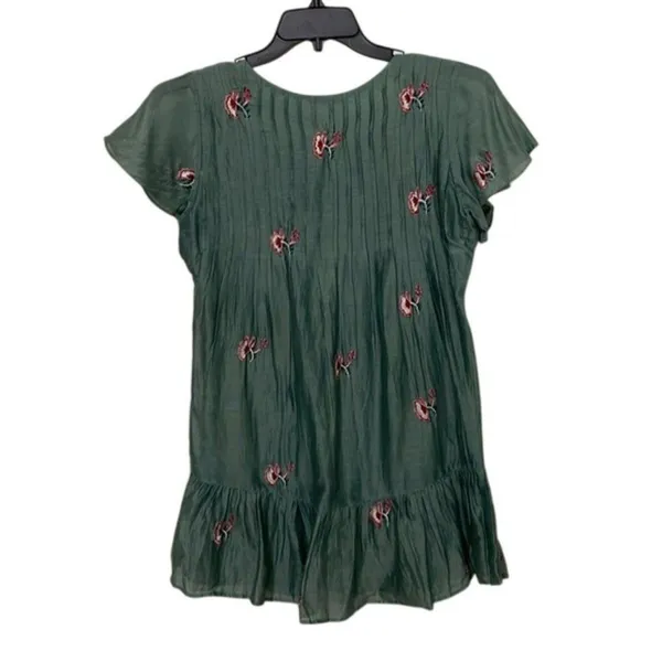 Tularosa Carson Caledon Green Silk Cotton Embroidered Tunic Mini Dress XS - Image 6