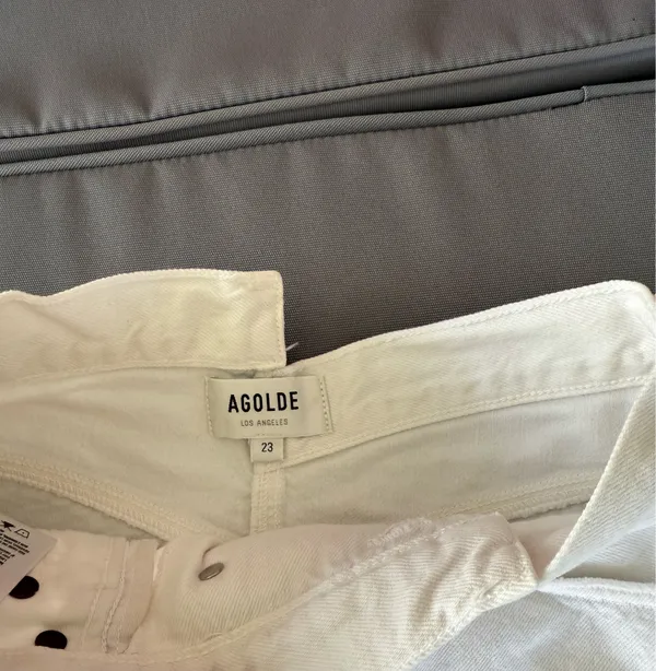 Agolde White Criss Cross Jean Shorts - Image 10