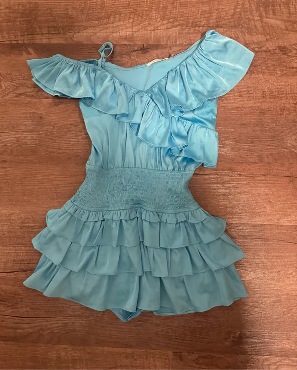Light blue mini romper dress - Image 3
