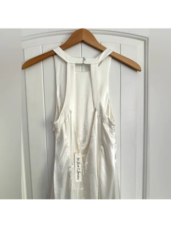 NWT For Love and Lemons Lucy White Satin Open Back Mini Dress size M - Image 11