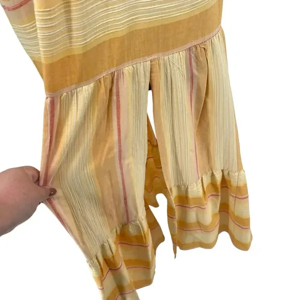 L*Space Clara‎ V-Neck Double Tiered Maxi Dress Yellow Orange Stripe Size Small - Image 7