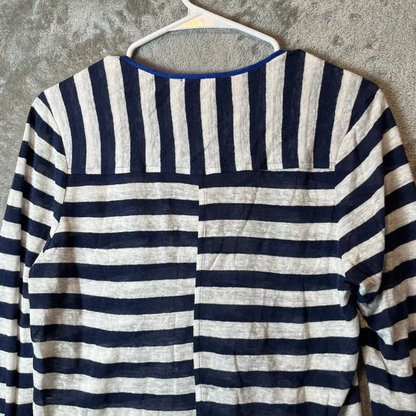 Frame Nautical Striped 100% Linen Henley Top Size Small Worn on Young and Hungry - Image 2