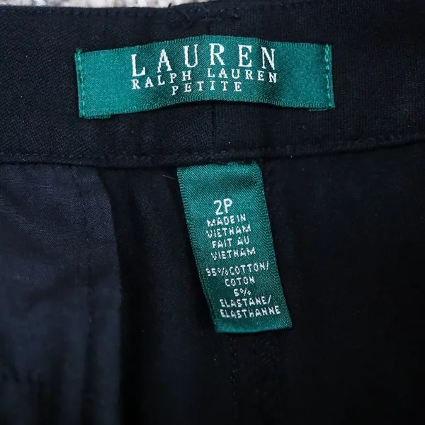 Lauren Ralph‎ Lauren Dress Pants Womens 2P Black Petite Cotton Stretch Slim Leg - Image 2