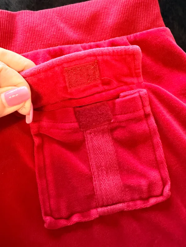 Sarah Johnson Y2K Red Velour pants, pull up elastic waist, Juicy inspo sz M - Image 12