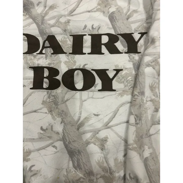 DAIRY BOY Teddy Brown Cream Woodland Camo Crew Sweatshirt XS Cotton Sold Out - Image 3
